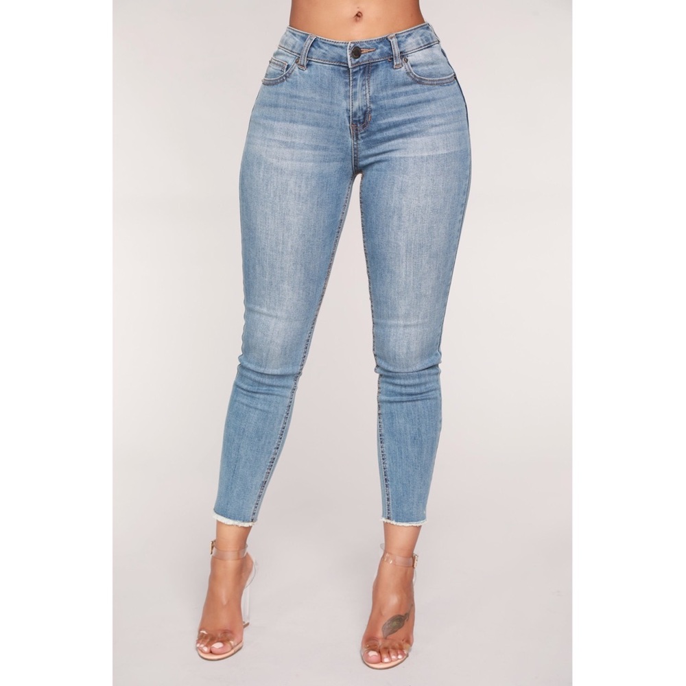 Fashion Nova High Rise Ankle Fray Hem Jeans